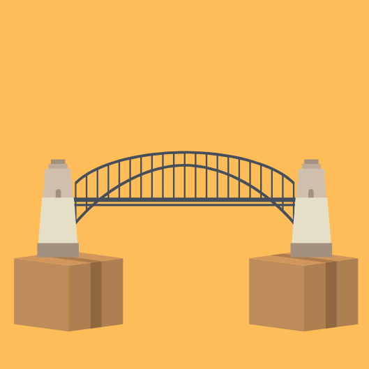 Image of bridge on top of cardboard boxes.