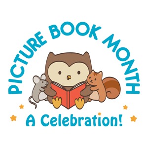 a cute owl, squirrel, and mouse reading a book together in celebration of Picture Book Month