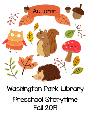 Woodland critters playing in fall leaves.