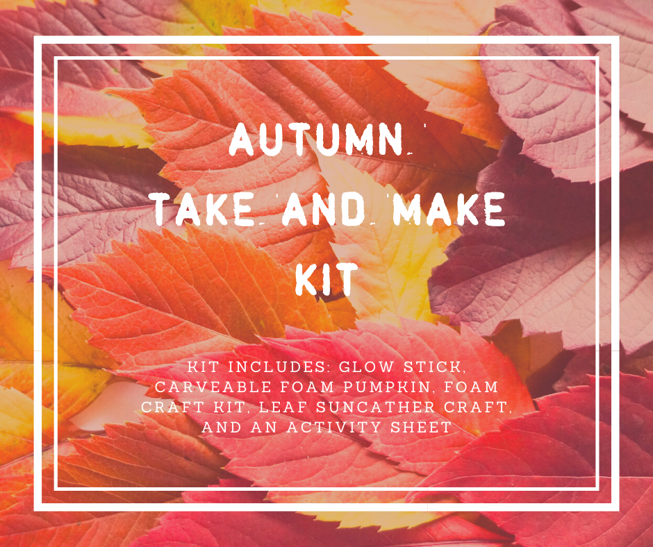 fall color leaves with the text "Autumn Take and Make Kit"