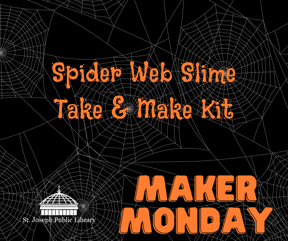 Image of spider webs and orange text