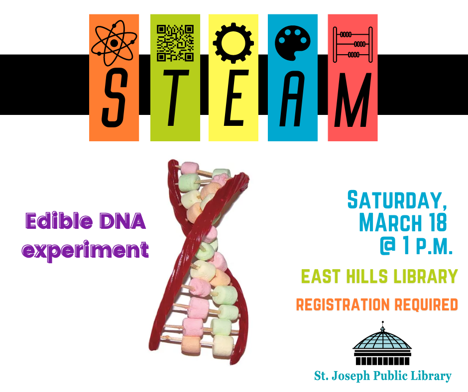 STEAM Saturday: Edible DNA March 18 @ 1 p.m. East Hills Library