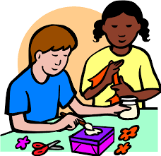 boy and girl making crafts