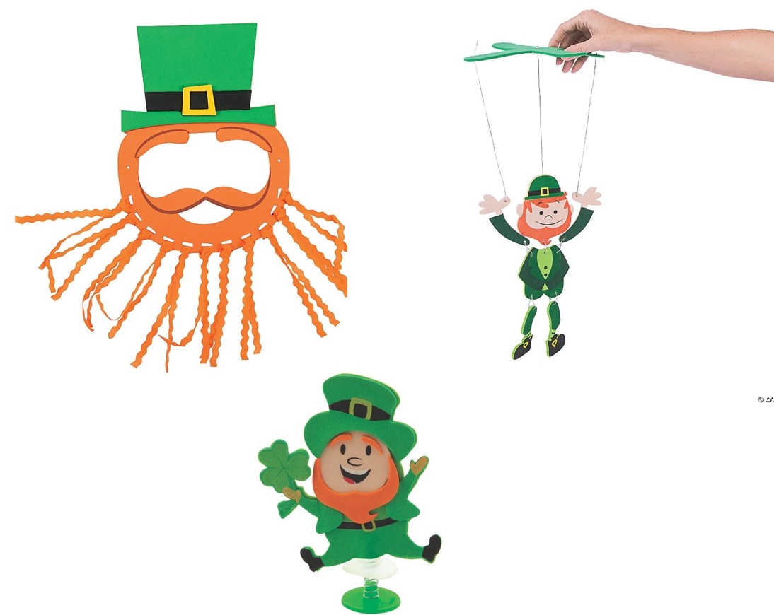 leprechaun beard, puppet and pop-up toy