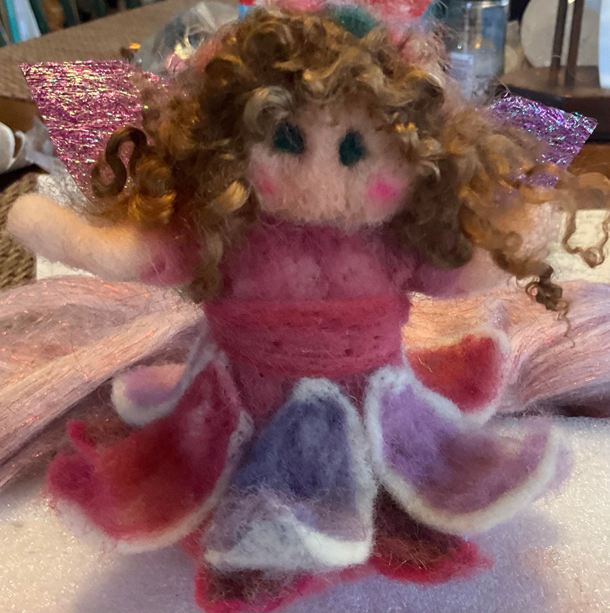 a fairy made of felted wool 