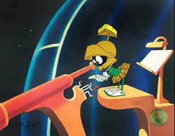 Cartoon martian looking in a telescope Copyright Looney Tunes