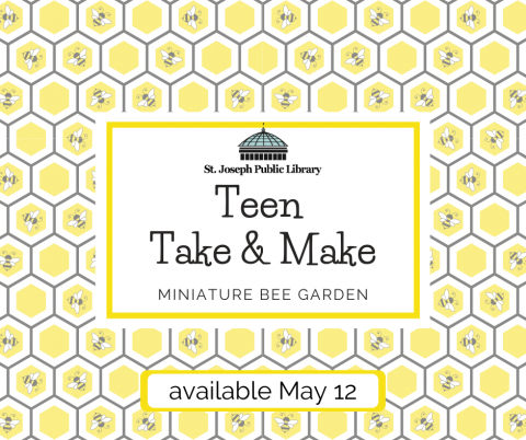 image of honeycomb pattern with bees and text that reads Teen Take & Make