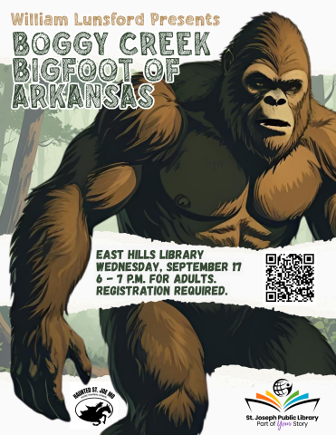 William Lunsford Presents Boggy Creek Bigfoot, Wednesday, September 17, 6 PM, East Hills Library