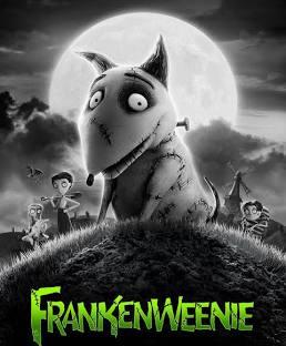 Frankenweenie movie cover, a stitched together dog
