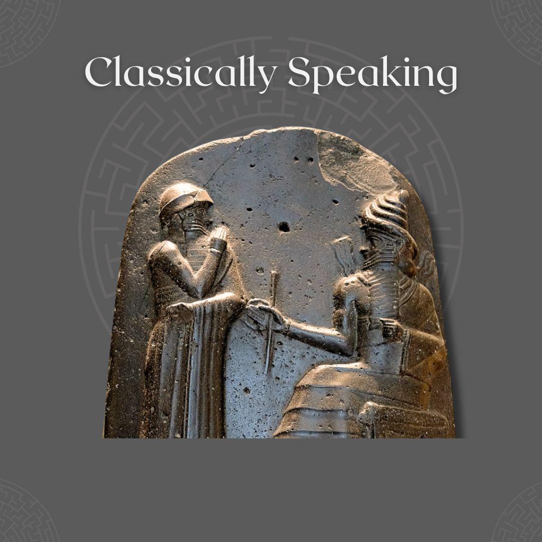 picture of stele of Hammurabi with text regarding event. 