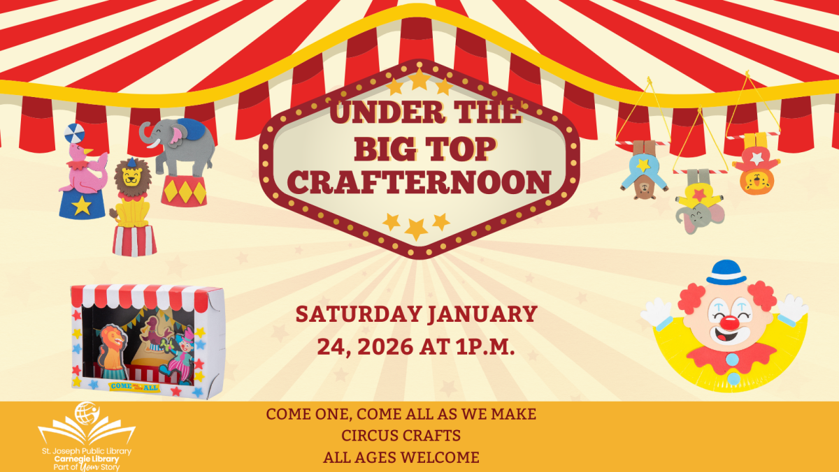 Circus themed flyer with picture of circus crafts