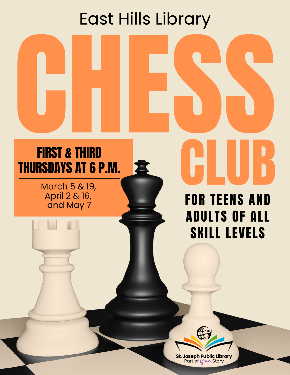 East Hills Library Chess Club flyer